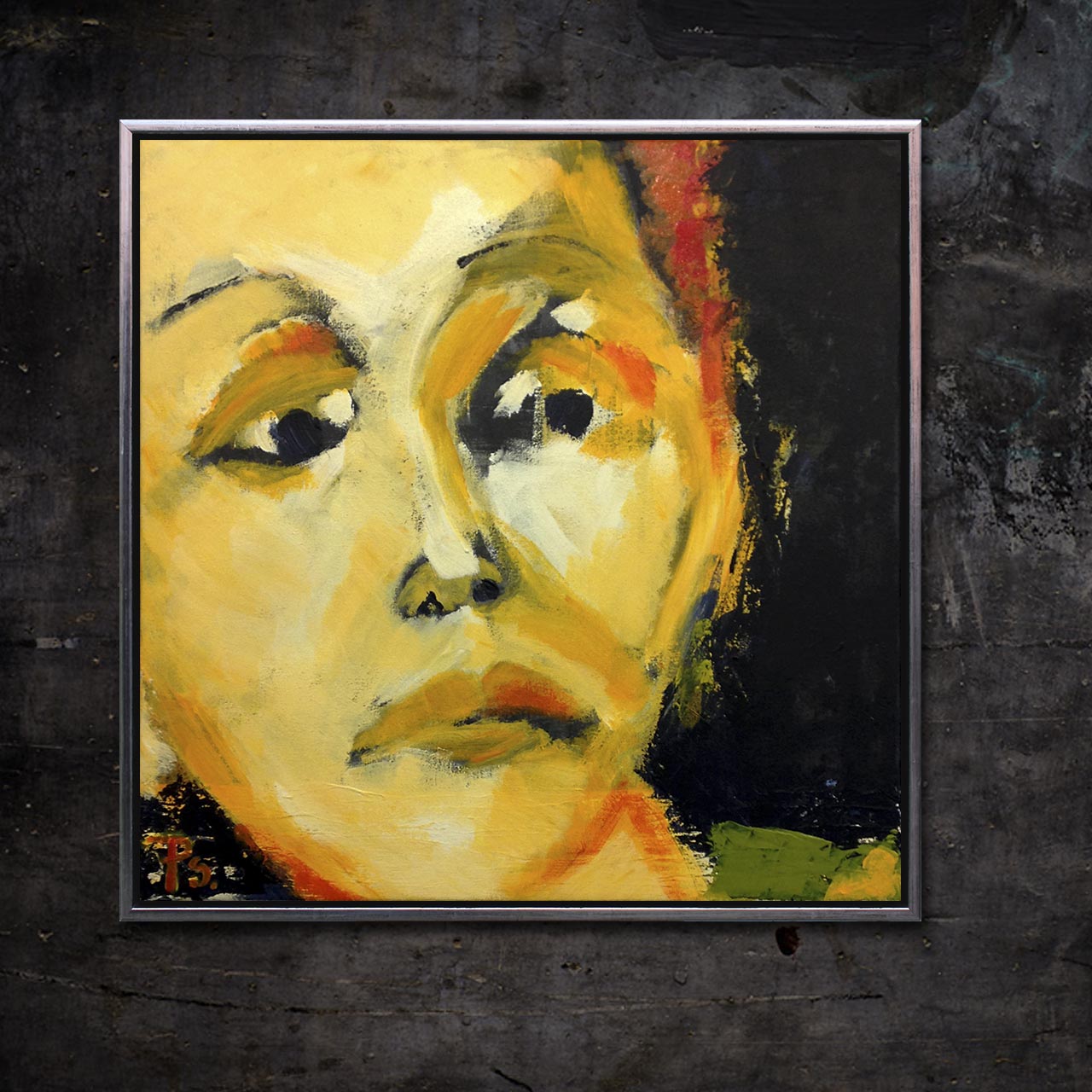 Et maleri der forestiller Edith Piaf og bærer titlen 'Spurven'. Maleriet er skabt af portrætmaler Peter Simonsen