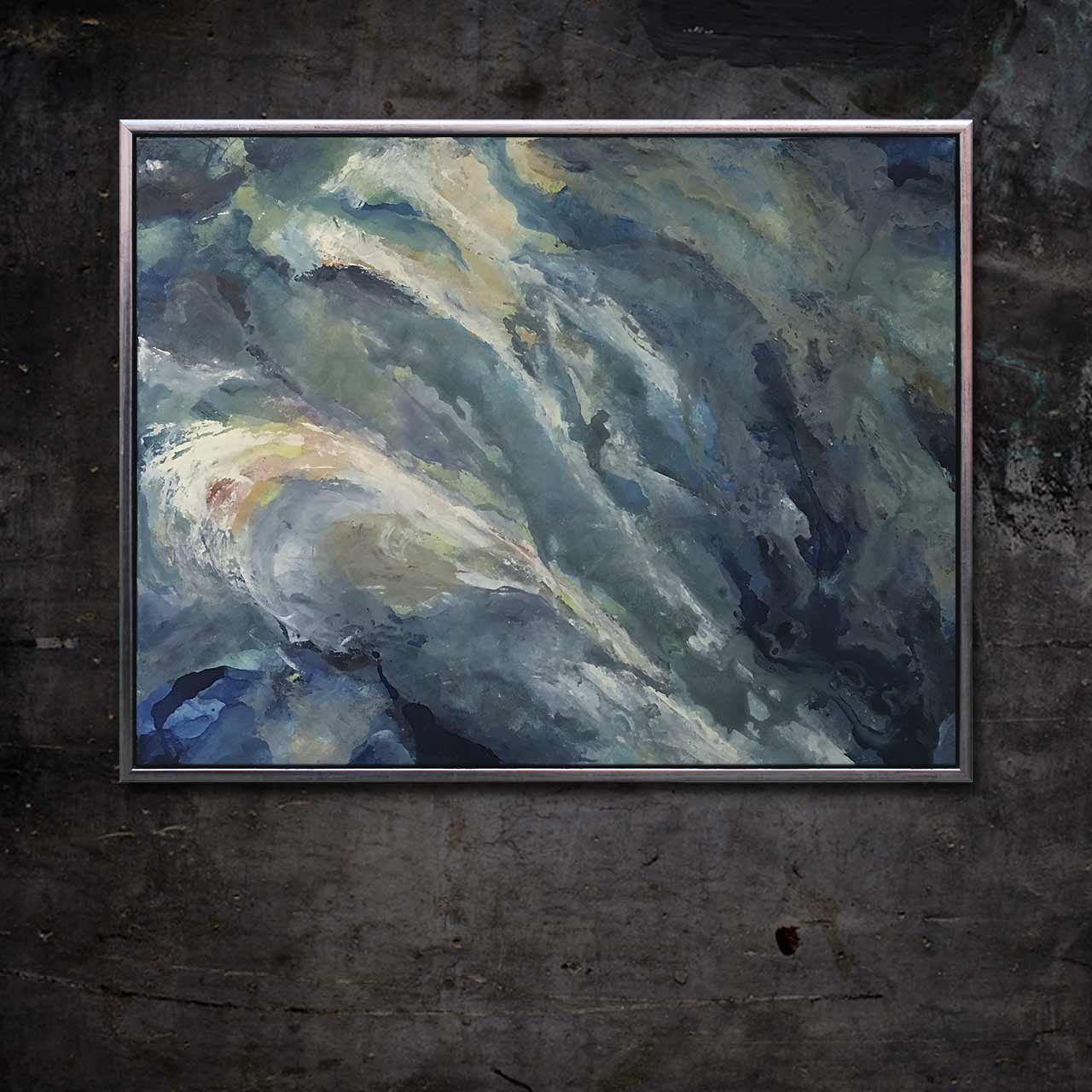 Maleri med titlen 'Jorden i Bevægelse' af billedkunstner Peter Simonsen.