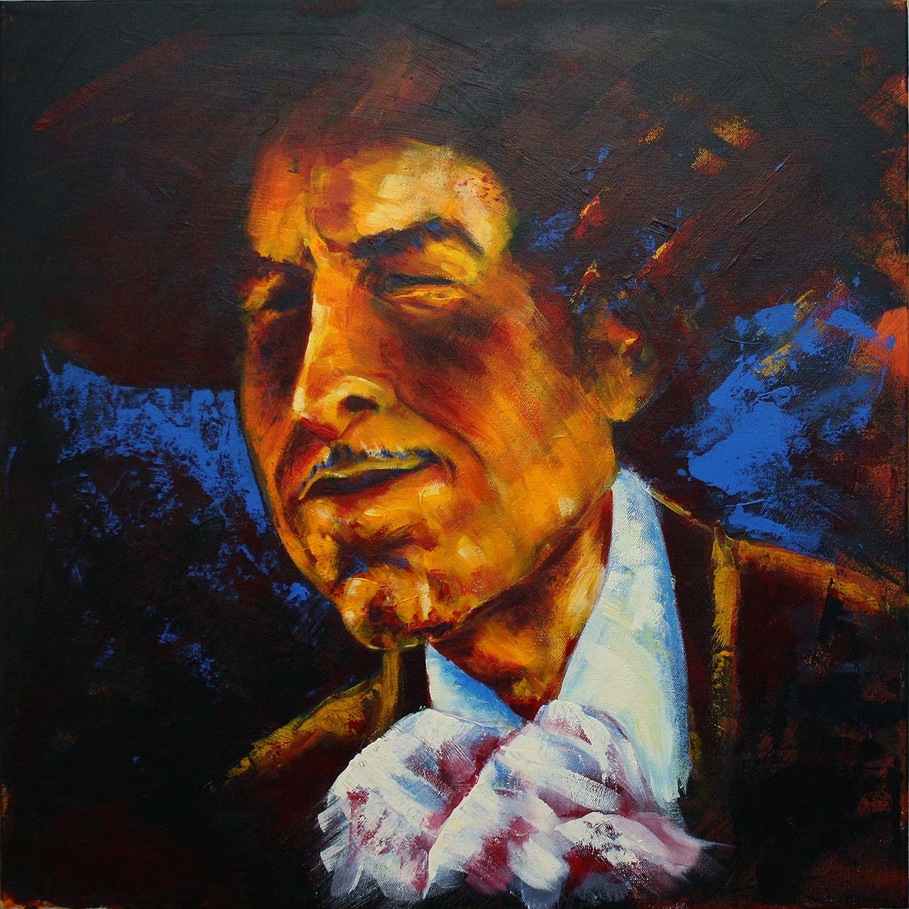 Portrætmaleri af Bob Dylan udført af portrætmaler Peter Simonsen. Portrættte er malet i 2012-2013.