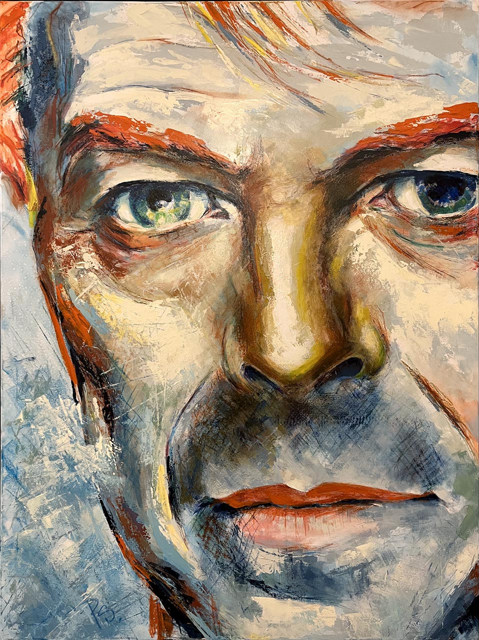 Billedkunstner: Peter Simonsen. Titel: Chameleon (David Bowie). Mixed media på lærred