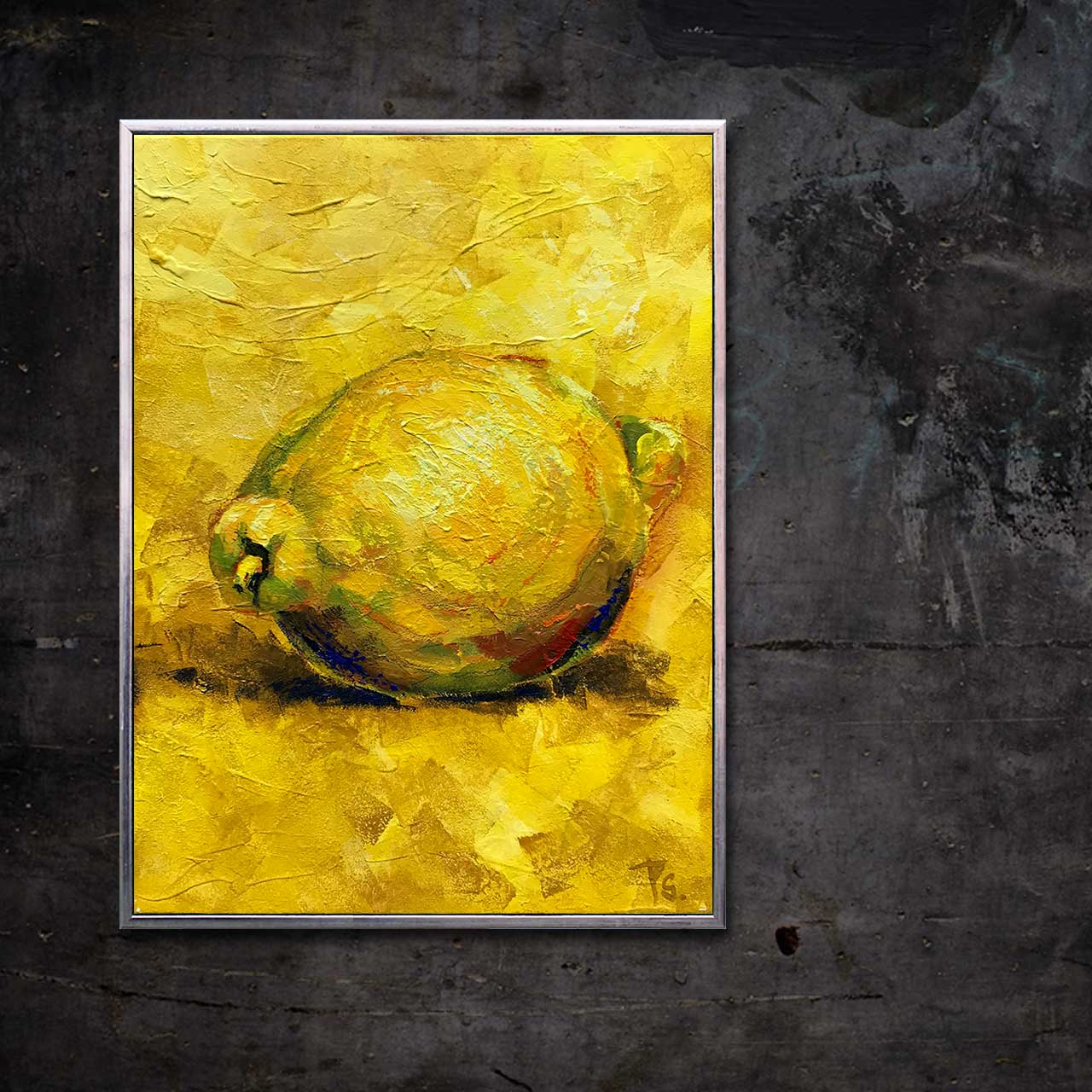 Citron gul på gul 011 - malet af Peter Simonsen. Akryl og pastel på lærred. Format: 60 x 80 cm